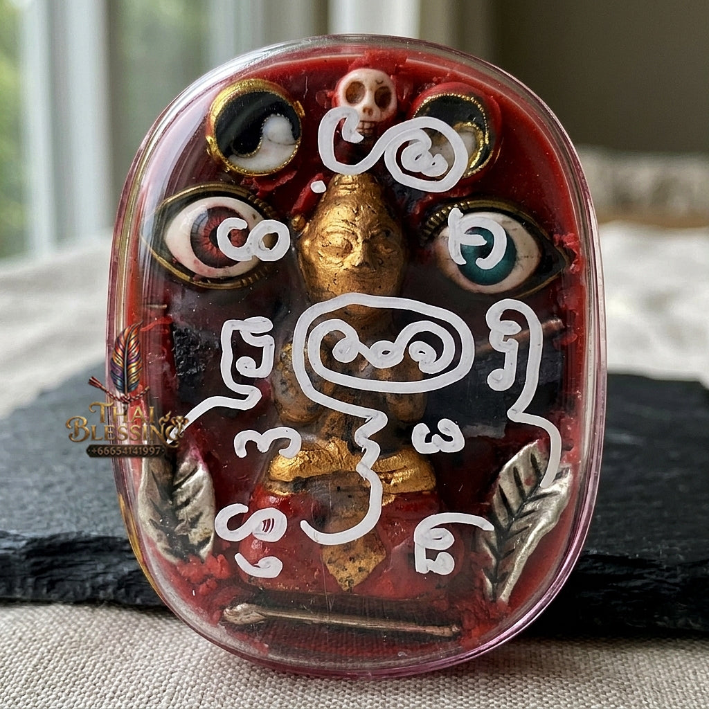 Sacred "Seepueng Kuman Thong" (Golden Boy Fortune & Attraction Wax) by Ajarn Khong Sak, 2015 for Supreme Luck, Business Success, and Endearing Charm