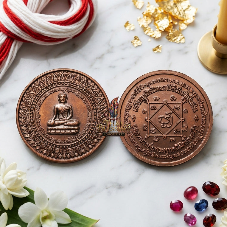 ✨ "Rian Ngoen Lai Ma" (Money-Flowing Coin) - Black-Oxidized Copper Edition (Thong Daeng Rom Dam)