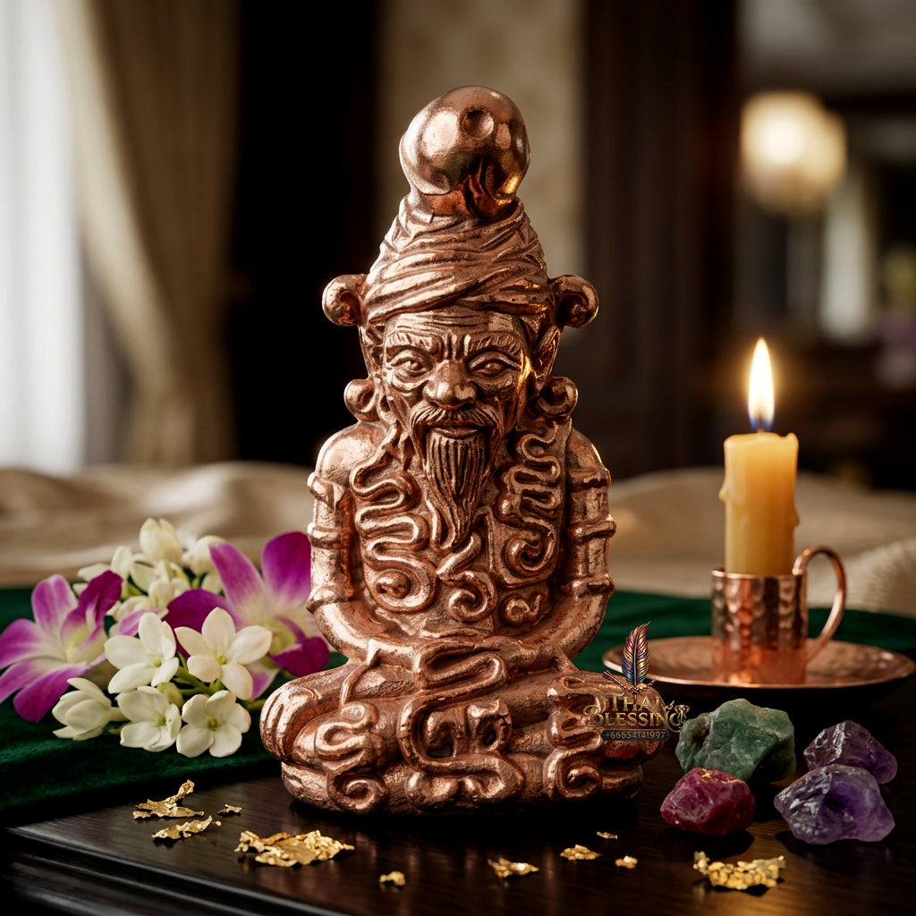 ✨ Rue Si Nok Ket (Hermit Nok Ket  The Wild Hermit Master of Esoteric Seduction) - Copper Metal Edition Raw Occult Charm, Nightlife Magnetism, and Uncompromising Esoteric Seduction!