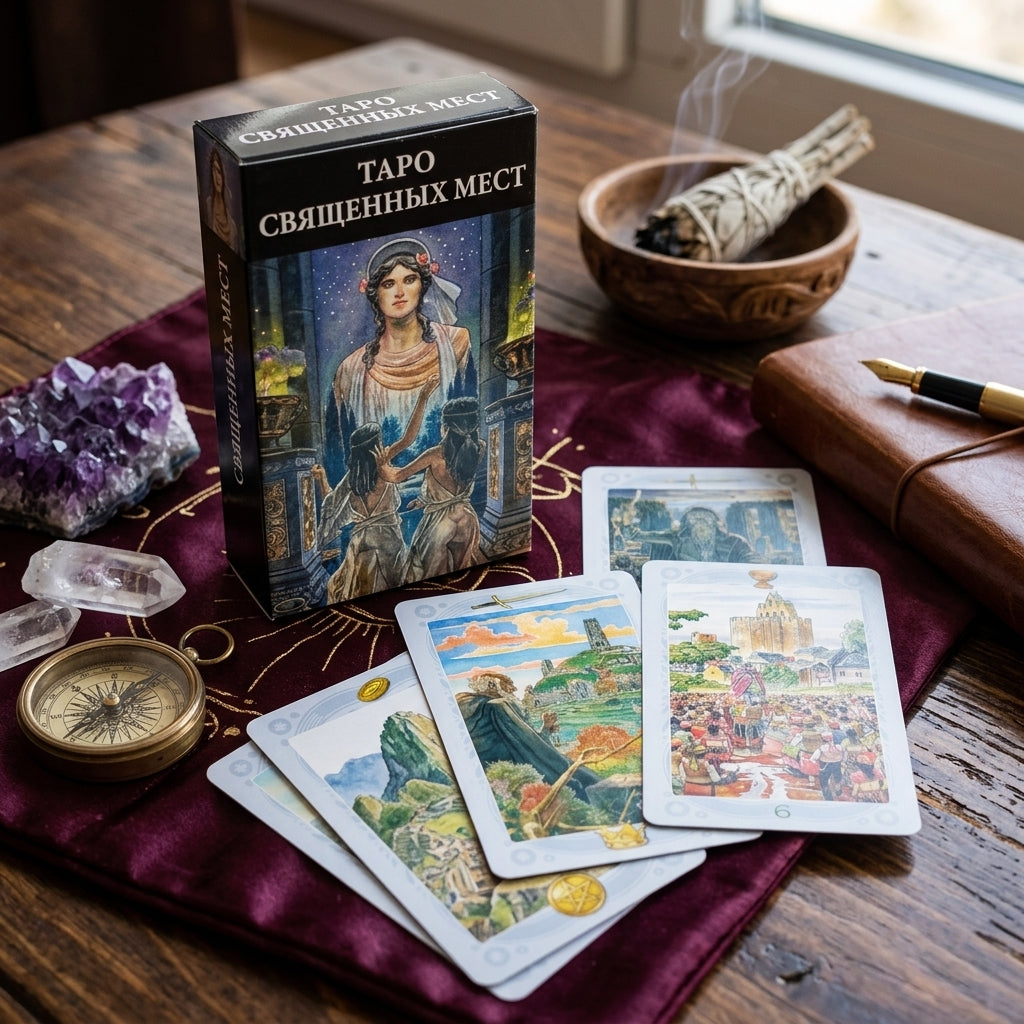 ✨ ТАРО СВЯЩЕННЫХ МЕСТ Russian Version Tarot Deck - 78 Cards Pocket-Sized Divination and Family Gathering Game Cards (10.3x6cm)