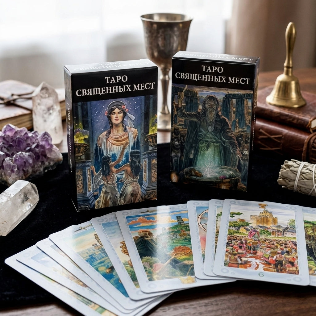✨ ТАРО СВЯЩЕННЫХ МЕСТ Russian Version Tarot Deck - 78 Cards Pocket-Sized Divination and Family Gathering Game Cards (10.3x6cm)