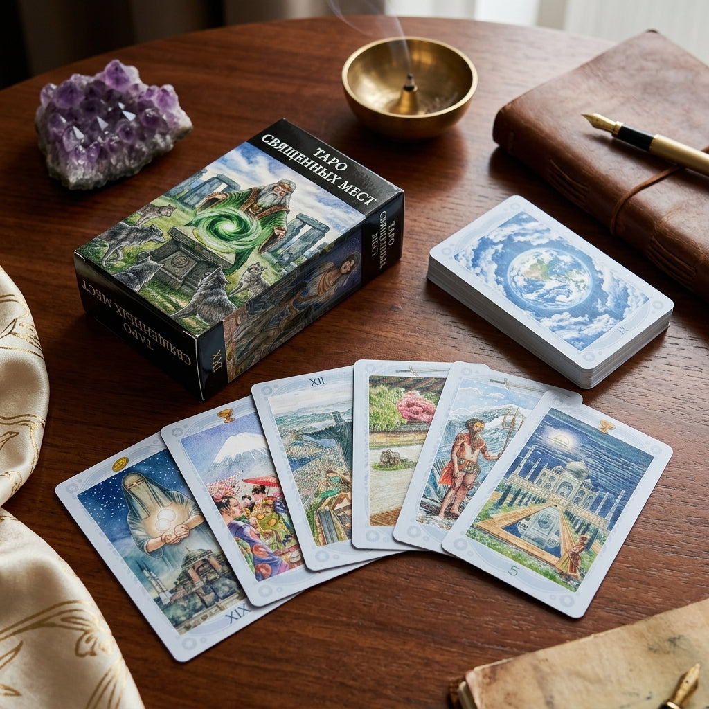 ✨ ТАРО СВЯЩЕННЫХ МЕСТ Russian Version Tarot Deck - 78 Cards Pocket-Sized Divination and Family Gathering Game Cards (10.3x6cm)