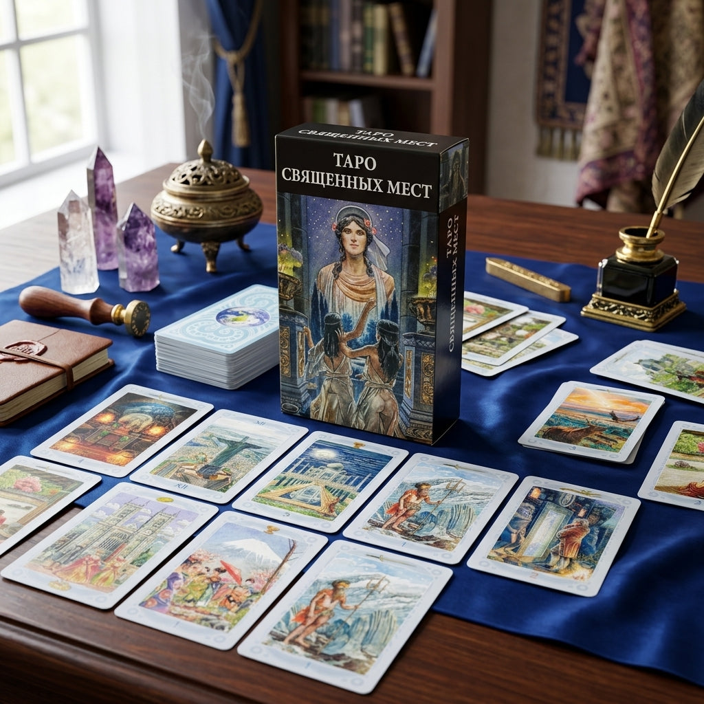 ✨ ТАРО СВЯЩЕННЫХ МЕСТ Russian Version Tarot Deck - 78 Cards Pocket-Sized Divination and Family Gathering Game Cards (10.3x6cm)