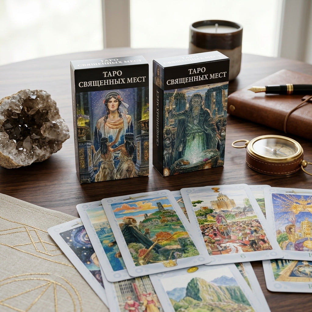 ✨ ТАРО СВЯЩЕННЫХ МЕСТ Russian Version Tarot Deck - 78 Cards Pocket-Sized Divination and Family Gathering Game Cards (10.3x6cm)