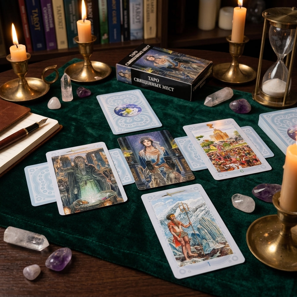 ✨ ТАРО СВЯЩЕННЫХ МЕСТ Russian Version Tarot Deck - 78 Cards Pocket-Sized Divination and Family Gathering Game Cards (10.3x6cm)