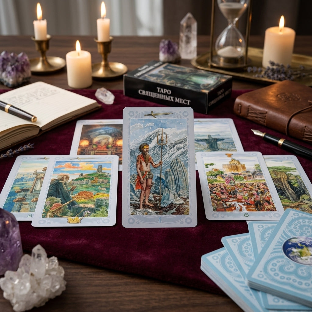 ✨ ТАРО СВЯЩЕННЫХ МЕСТ Russian Version Tarot Deck - 78 Cards Pocket-Sized Divination and Family Gathering Game Cards (10.3x6cm)