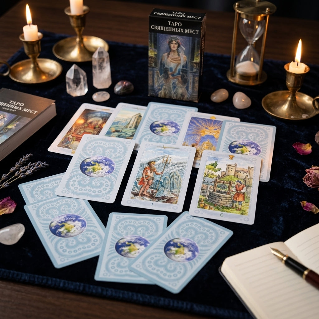 ✨ ТАРО СВЯЩЕННЫХ МЕСТ Russian Version Tarot Deck - 78 Cards Pocket-Sized Divination and Family Gathering Game Cards (10.3x6cm)