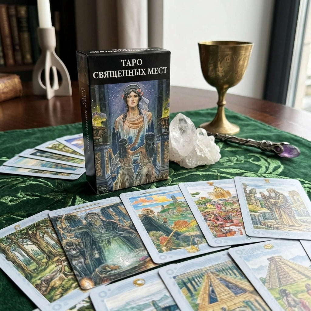 ✨ ТАРО СВЯЩЕННЫХ МЕСТ Russian Version Tarot Deck - 78 Cards Pocket-Sized Divination and Family Gathering Game Cards (10.3x6cm)