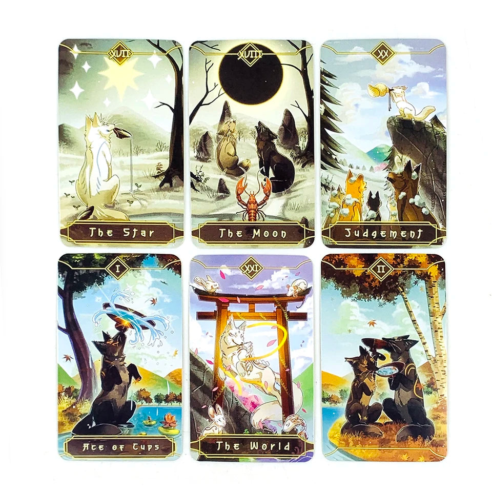 ✨ Seasonal Fox Tarot Cards Deck - Mysterious Divination Oracle and Family Gathering Card Game with Nature-Themed Animal Art for Beginners