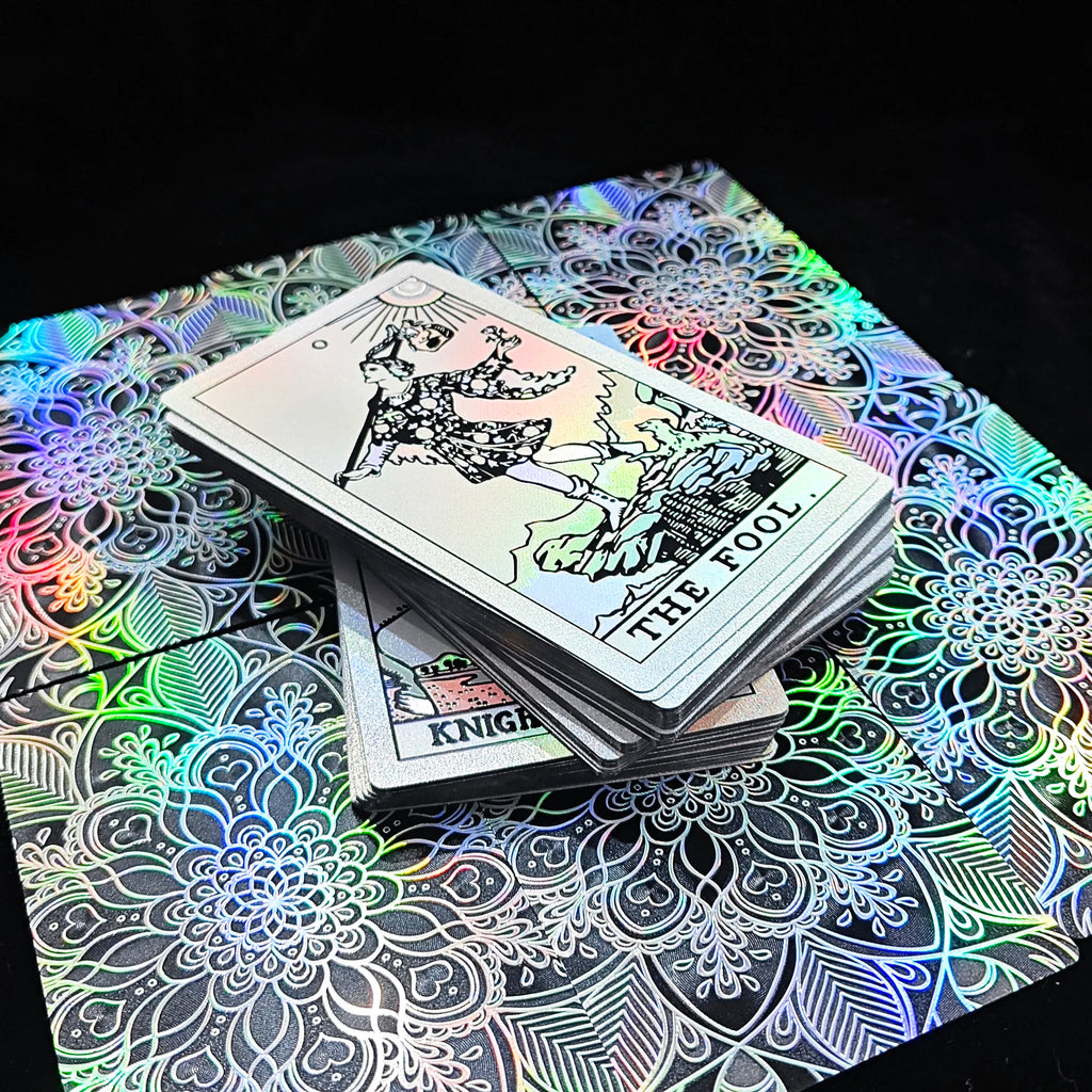 ✨ Silver Retro Tarot Cards Deck with Guidebook - Waterproof Plastic Fortune-Telling Game with Elegant Silver Foil Design and Hardcover Guide