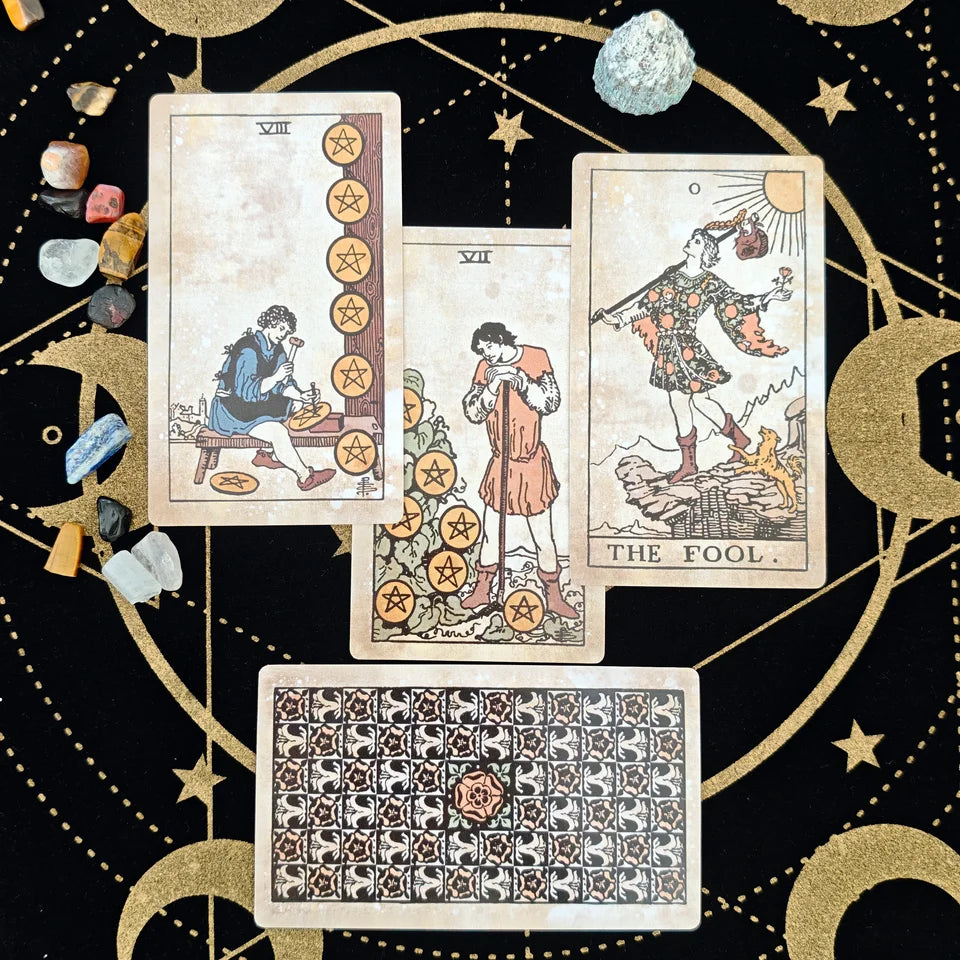 ✨ Big Size 12x7cm Vintage Rider Tarot Deck - 78-Card English Visions Edition Oracle Set for Divination, Self-Discovery, and Board Playing Games (Ages 14+)