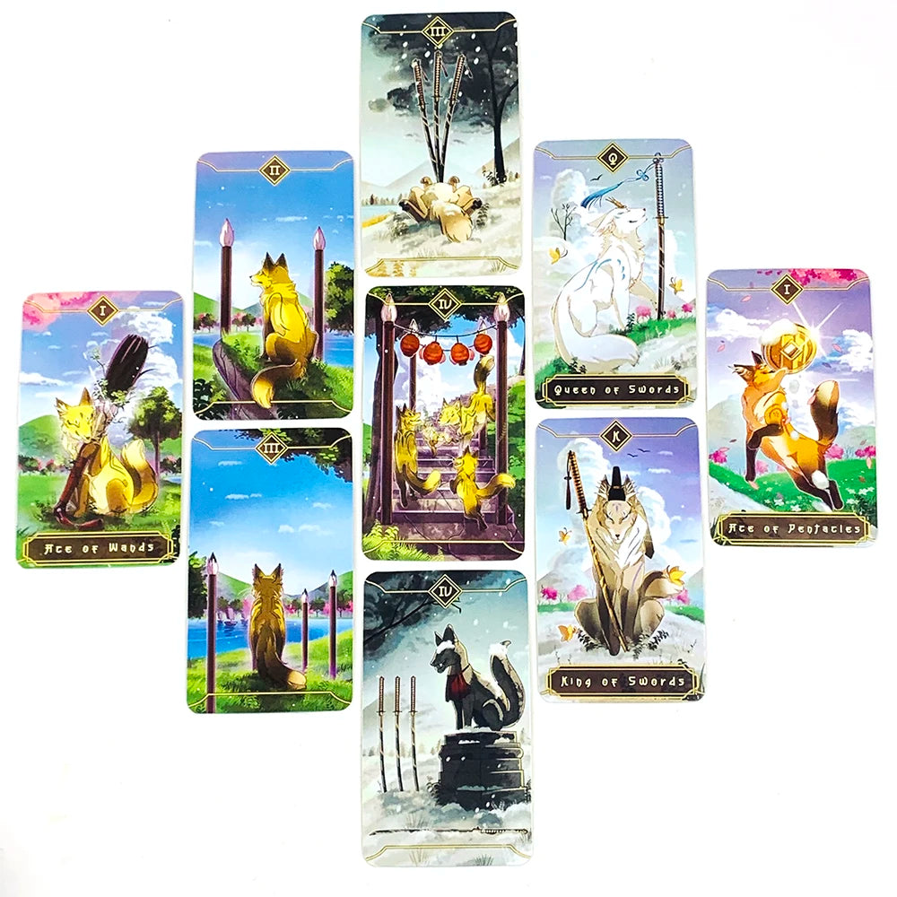 ✨ Seasonal Fox Tarot Cards Deck - Mysterious Divination Oracle and Family Gathering Card Game with Nature-Themed Animal Art for Beginners