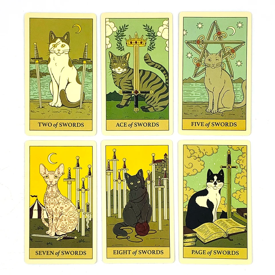✨ Hot-Selling Cat Tarot Cards 78-Card Deck - Unique Cute Feline Design for Cat Lovers, Tarot Enthusiasts, Card Games, and New Year Gifts