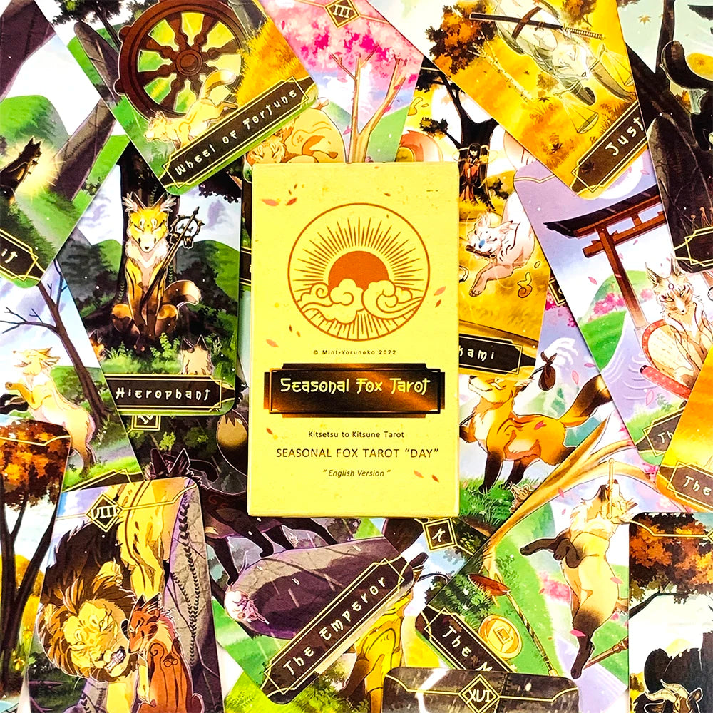 ✨ Seasonal Fox Tarot Cards Deck - Mysterious Divination Oracle and Family Gathering Card Game with Nature-Themed Animal Art for Beginners