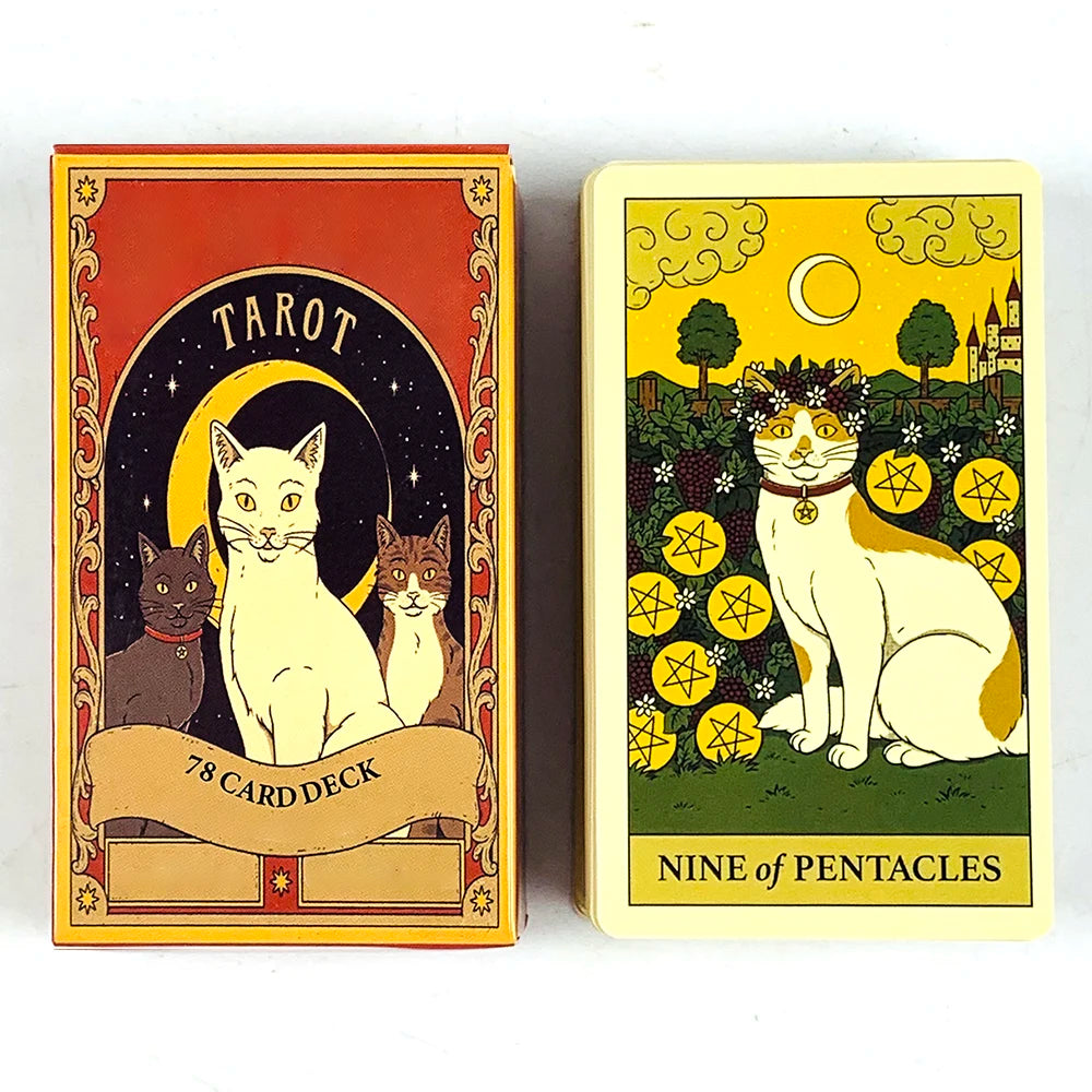 ✨ Hot-Selling Cat Tarot Cards 78-Card Deck - Unique Cute Feline Design for Cat Lovers, Tarot Enthusiasts, Card Games, and New Year Gifts