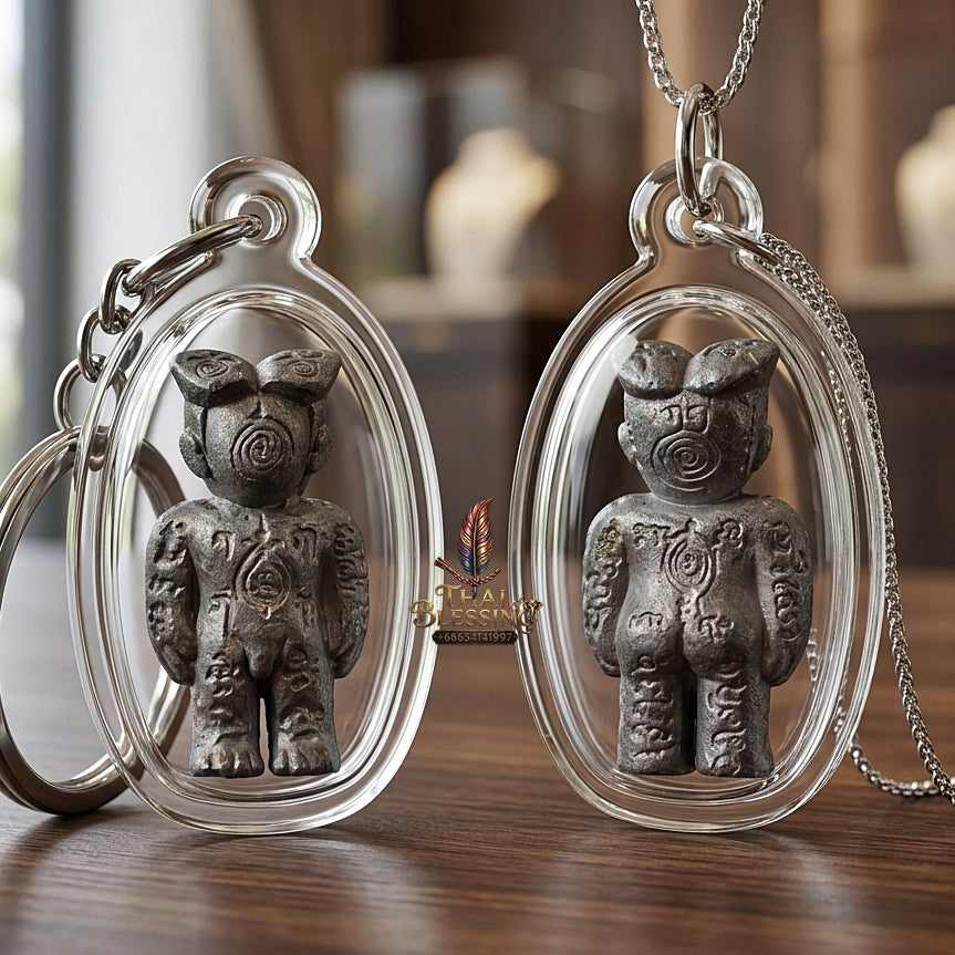 Sacred "Hun Phayon Ai Nen Kaeo" (Sacred Pewter & Lead Alloy / Nuea Chin Takuat Edition)Supreme Black Magic Defense, Karmic Shielding, and Powerful Lucky Fortune