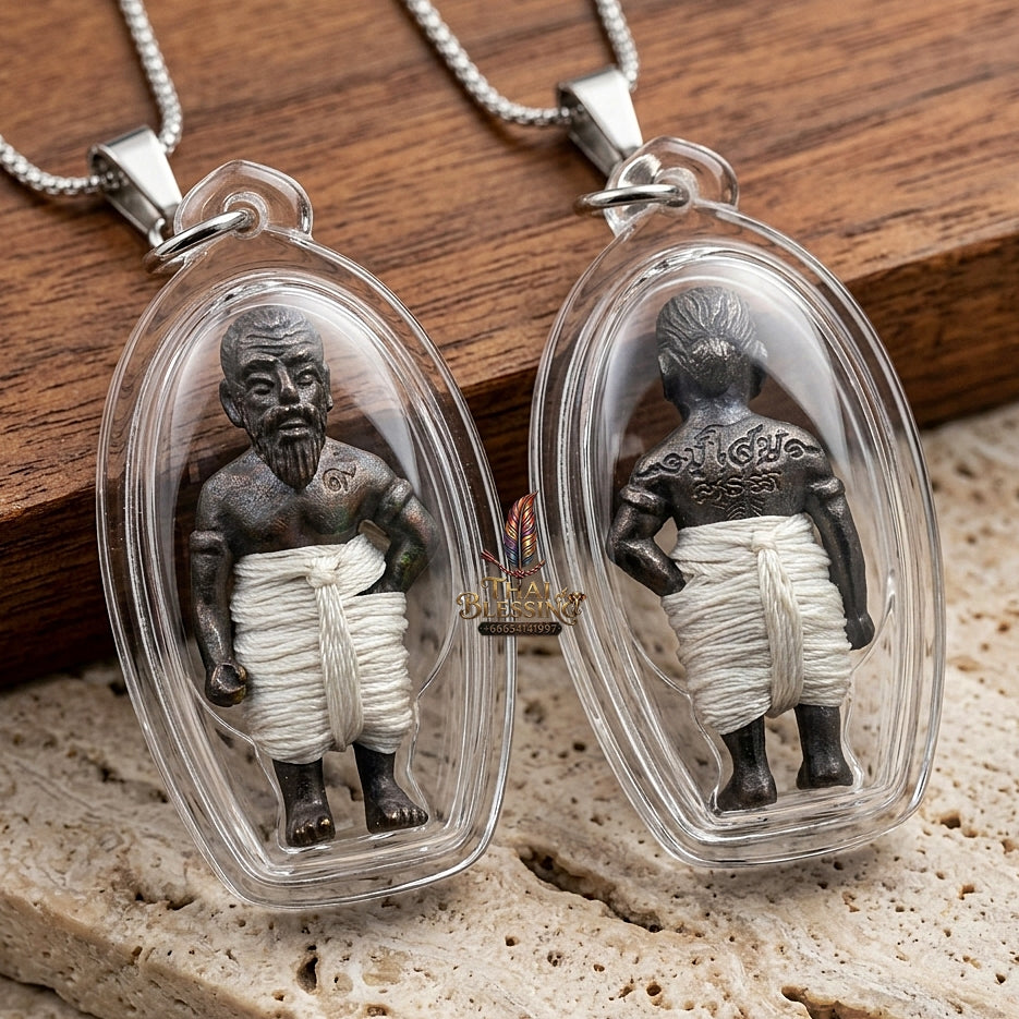Sacred "Hun Phayon Pu Som Riap Sap" (Grandfather Som Wealth-Calling Guardian Effigy) Supreme Metaphysical Protection, Lucky Fortune, and Asset Security