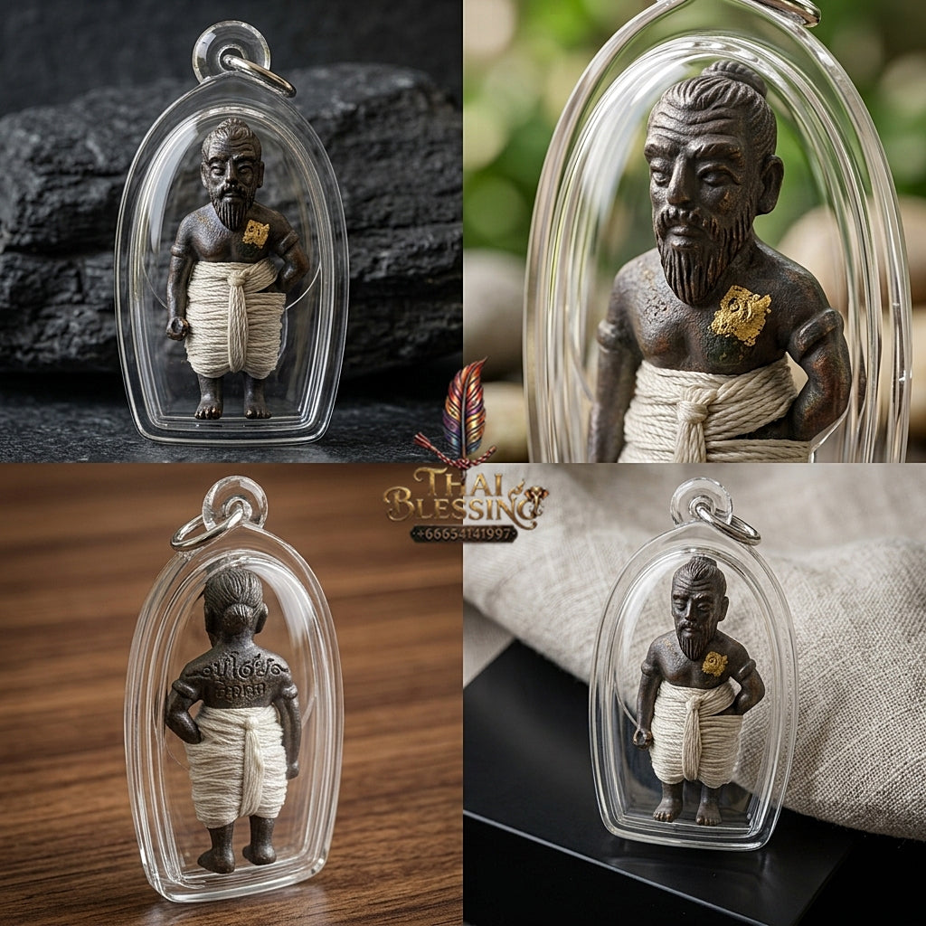 Sacred "Hun Phayon Pu Som Riap Sap" (Grandfather Som Wealth-Calling Guardian Effigy) Supreme Metaphysical Protection, Lucky Fortune, and Asset Security