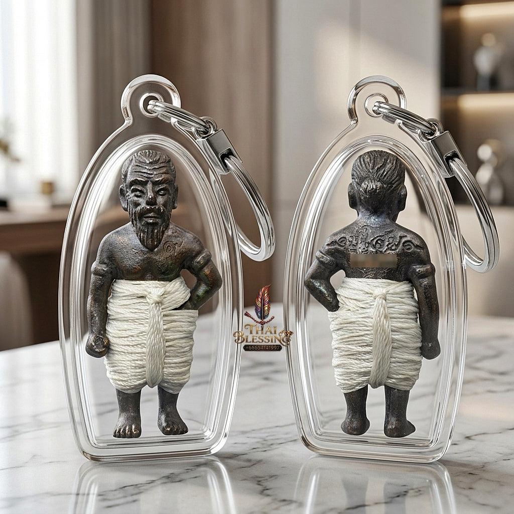 Sacred "Hun Phayon Pu Som Riap Sap" (Grandfather Som Wealth-Calling Guardian Effigy) Supreme Metaphysical Protection, Lucky Fortune, and Asset Security