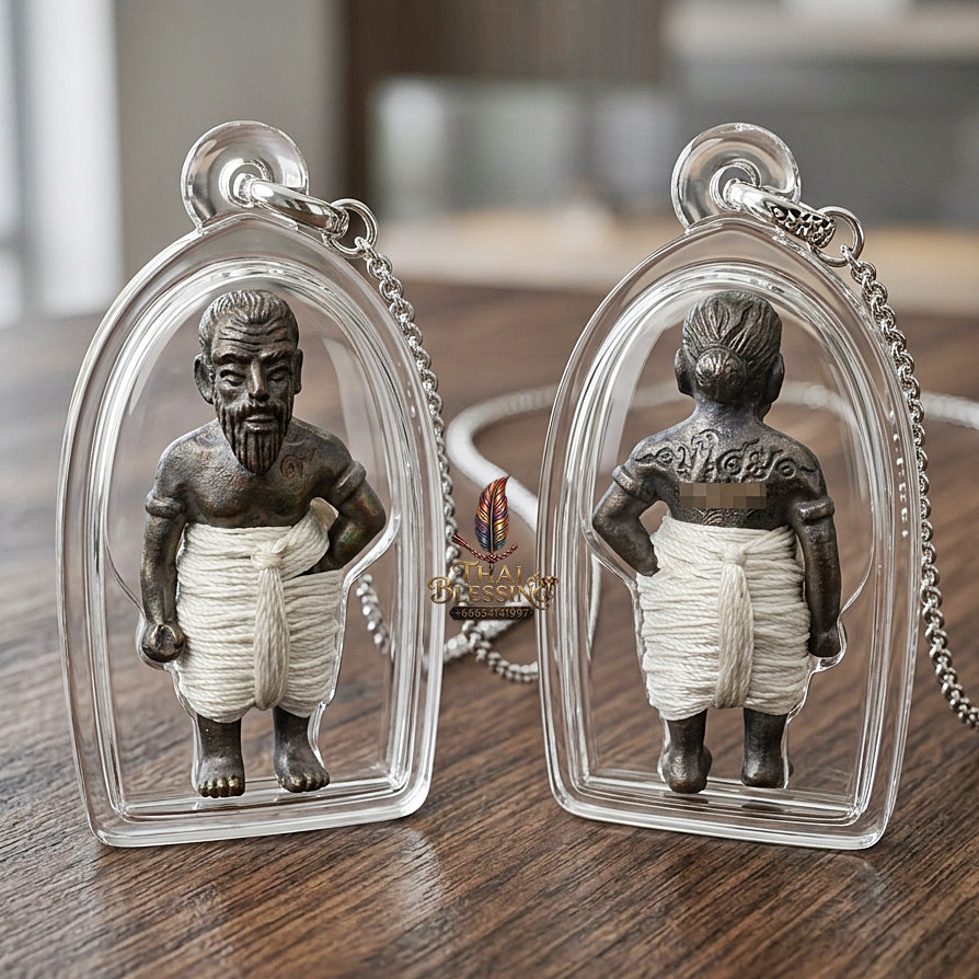 Sacred "Hun Phayon Pu Som Riap Sap" (Grandfather Som Wealth-Calling Guardian Effigy) Supreme Metaphysical Protection, Lucky Fortune, and Asset Security