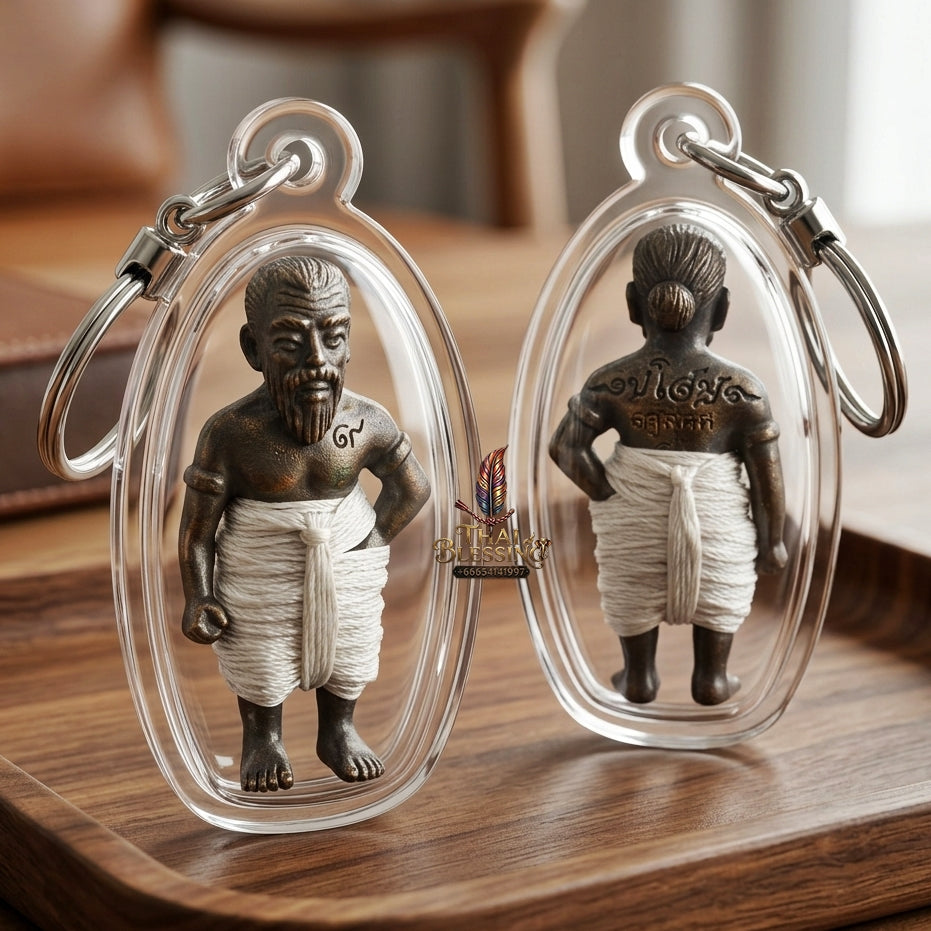 Sacred "Hun Phayon Pu Som Riap Sap" (Grandfather Som Wealth-Calling Guardian Effigy) Supreme Metaphysical Protection, Lucky Fortune, and Asset Security