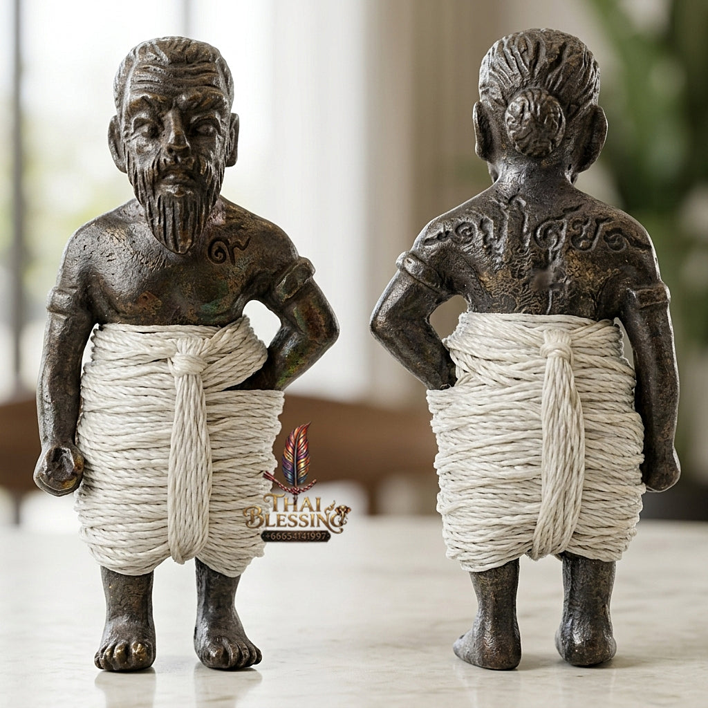 Sacred "Hun Phayon Pu Som Riap Sap" (Grandfather Som Wealth-Calling Guardian Effigy) Supreme Metaphysical Protection, Lucky Fortune, and Asset Security