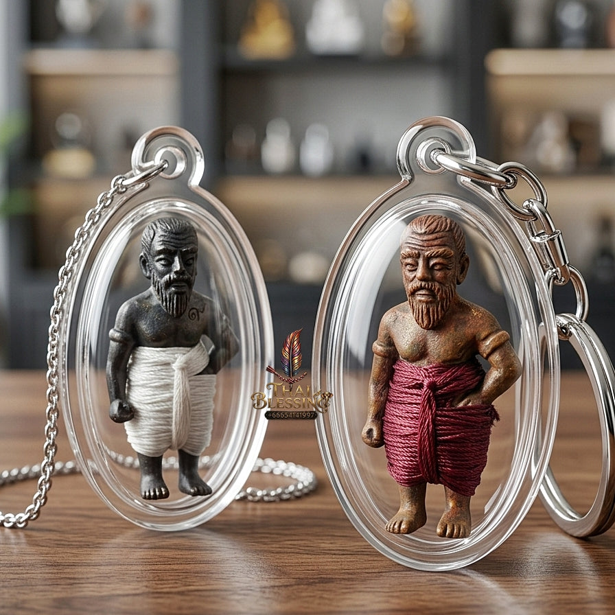 Sacred "Hun Phayon Pu Som Riap Sap" (Grandfather Som Wealth-Calling Guardian Effigy) Supreme Metaphysical Protection, Lucky Fortune, and Asset Security