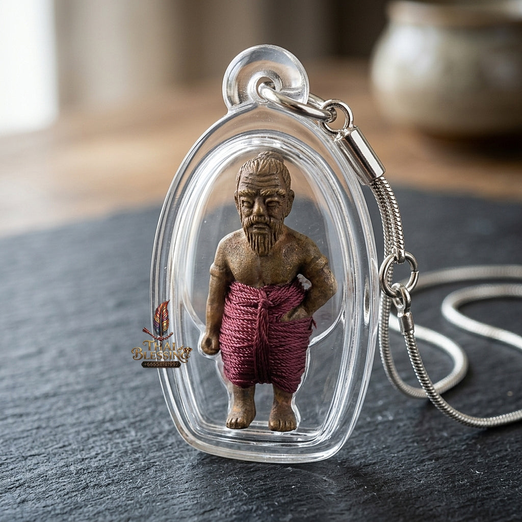 Sacred "Hun Phayon Pu Som Riap Sap" (Grandfather Som Wealth-Calling Guardian Effigy) Supreme Metaphysical Protection, Lucky Fortune, and Asset Security