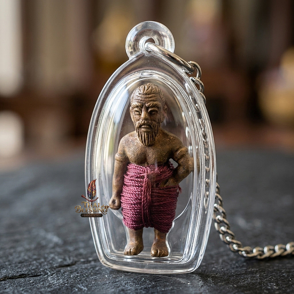 Sacred "Hun Phayon Pu Som Riap Sap" (Grandfather Som Wealth-Calling Guardian Effigy) Supreme Metaphysical Protection, Lucky Fortune, and Asset Security
