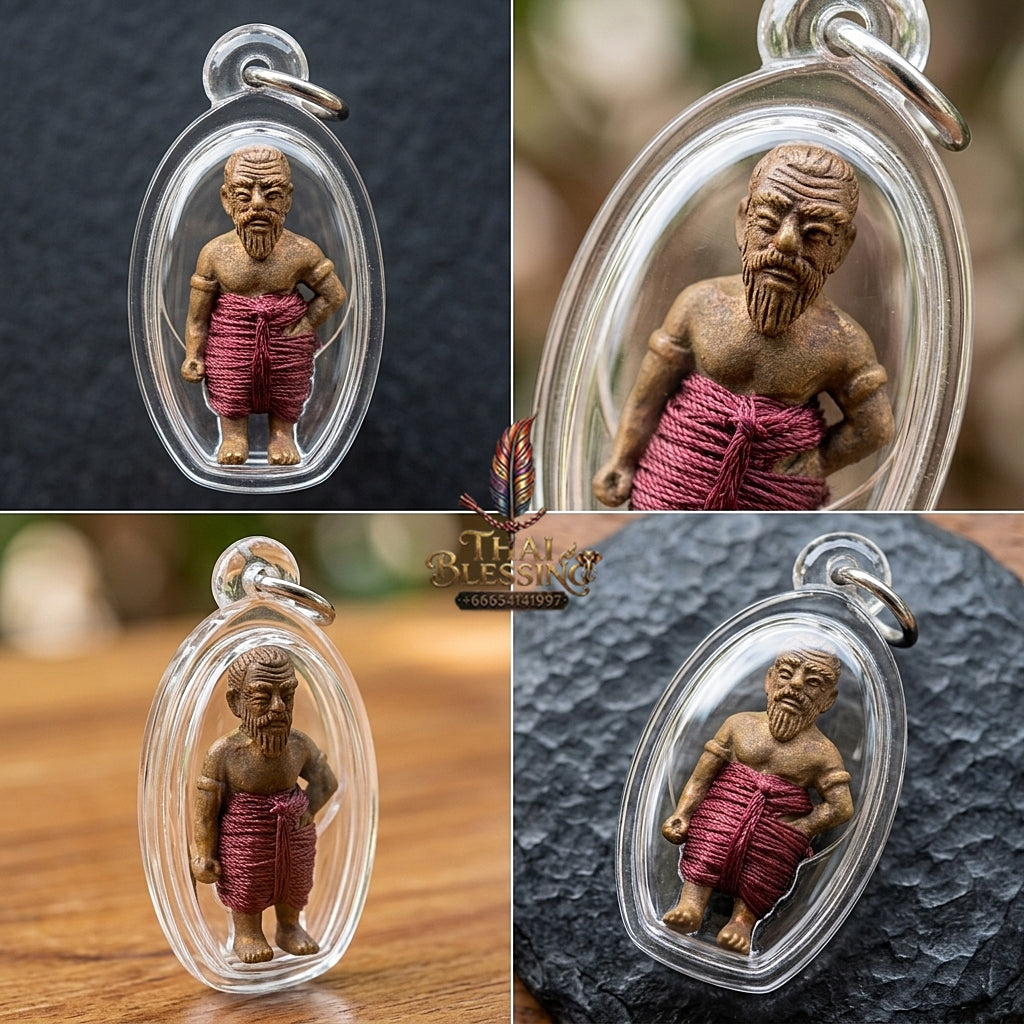 Sacred "Hun Phayon Pu Som Riap Sap" (Grandfather Som Wealth-Calling Guardian Effigy) Supreme Metaphysical Protection, Lucky Fortune, and Asset Security