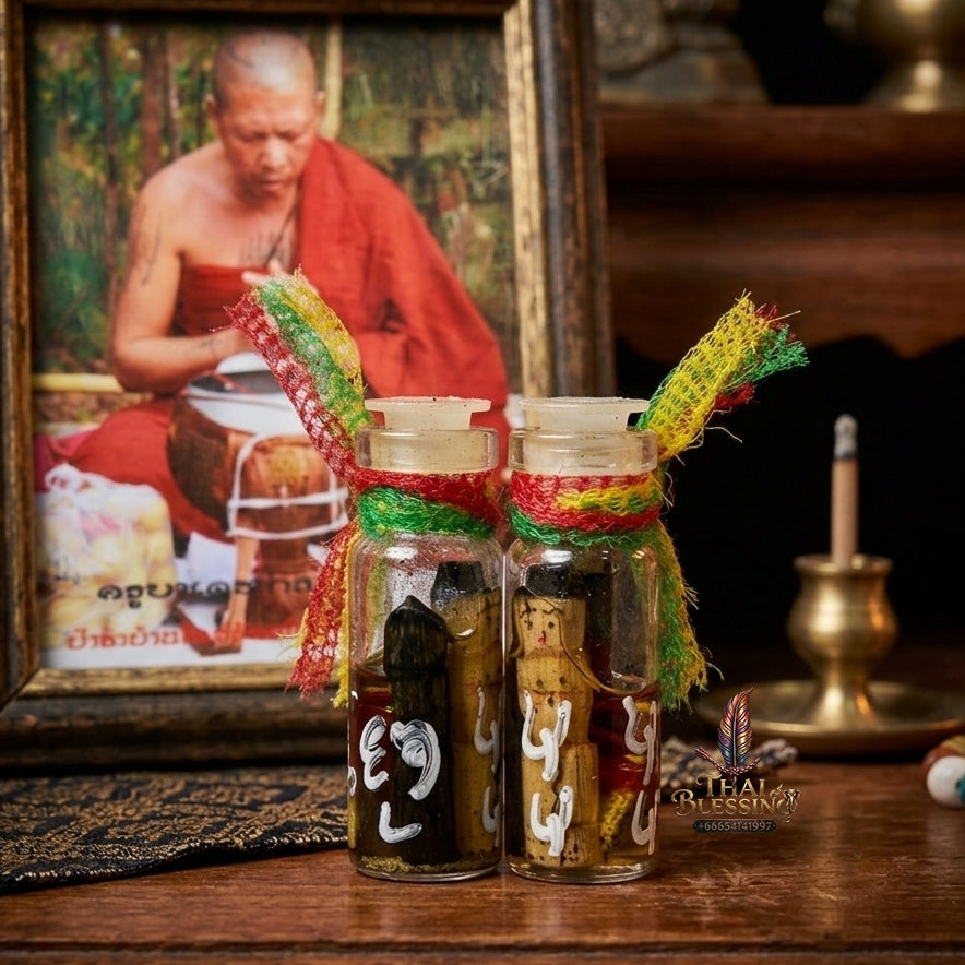 Sacred "Jao Rak Jao Yom Sut Hian" (Formidable Spirit Entity) by Kruba Dech – Immersed in Occult Seduction Oil for Extreme Protection, Wealth Magnetism, and Manifestation