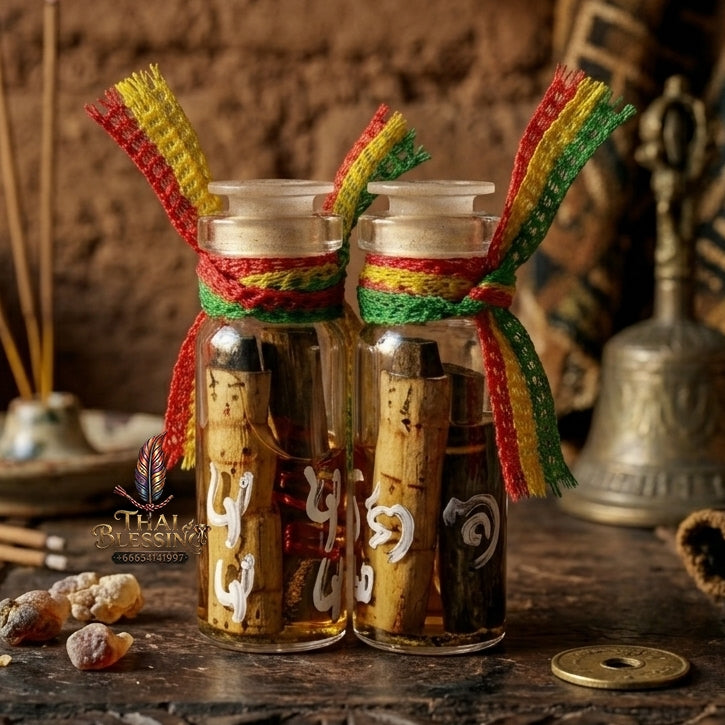Sacred "Jao Rak Jao Yom Sut Hian" (Formidable Spirit Entity) by Kruba Dech – Immersed in Occult Seduction Oil for Extreme Protection, Wealth Magnetism, and Manifestation