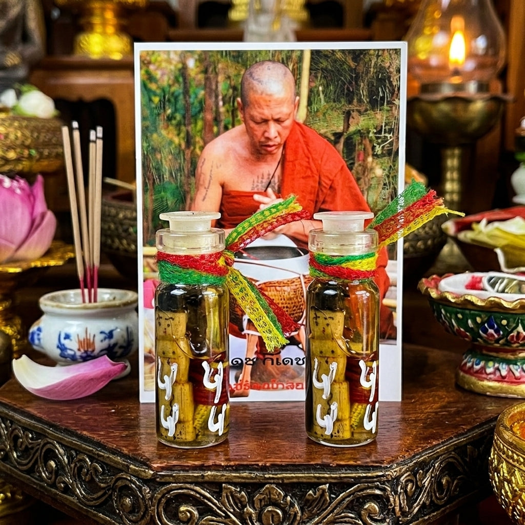 Sacred "Jao Rak Jao Yom Sut Hian" (Formidable Spirit Entity) by Kruba Dech – Immersed in Occult Seduction Oil for Extreme Protection, Wealth Magnetism, and Manifestation