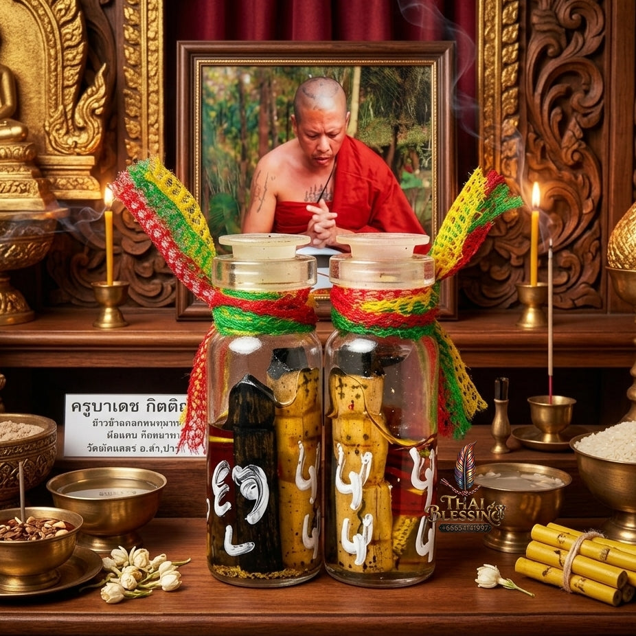 Sacred "Jao Rak Jao Yom Sut Hian" (Formidable Spirit Entity) by Kruba Dech – Immersed in Occult Seduction Oil for Extreme Protection, Wealth Magnetism, and Manifestation