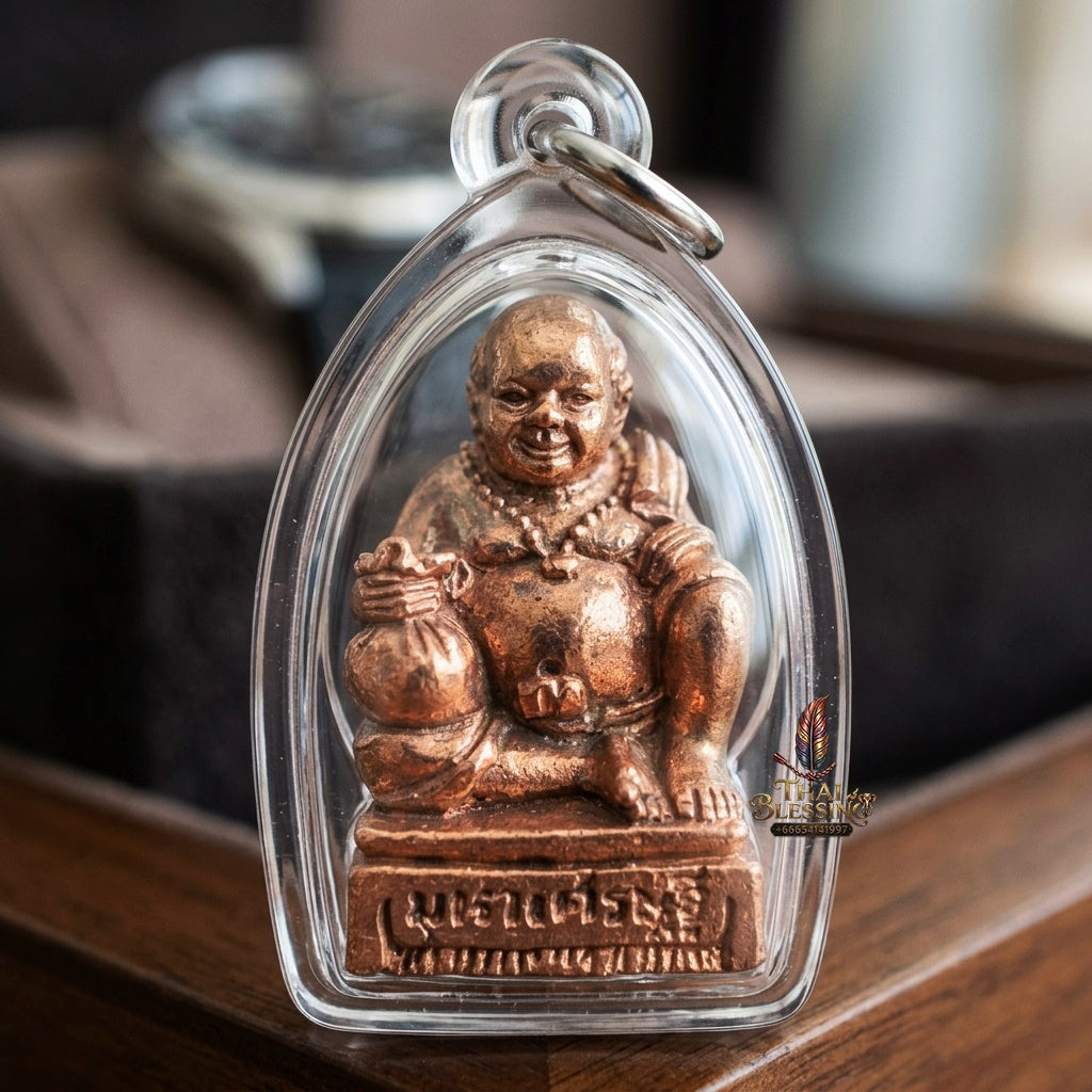 Sacred Khun Chang Bronze Amulet by Luang Por Sompong Wat Mai Pinkliao 2008 for Wealth Attraction, Debt Relief, and Supreme Prosperity