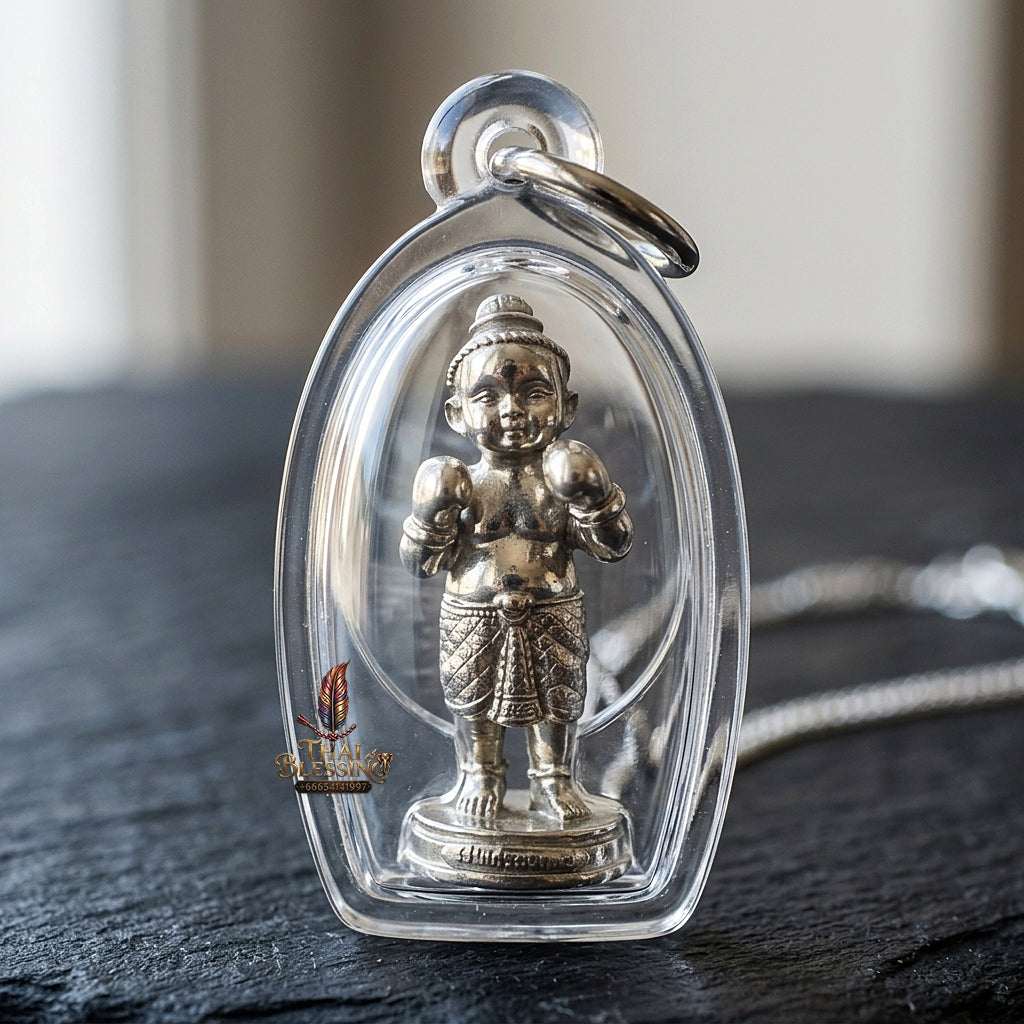 Sacred "Kuman Setthi Faet Sayam" (Twin Millionaire Siamese Boxing Kuman Thong) in "Nuea Thong Khao" (Sacred White-Gold Alloy) by Achan Yim Kaeo-Khong-Rit, 2024 (2567 BE)