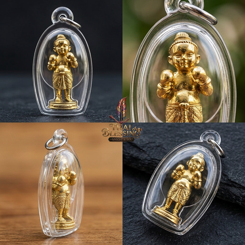 Sacred "Kuman Setthi Faet Sayam" (Twin Millionaire Siamese Kuman Thong Holding Dolls Sacred Brass Alloy