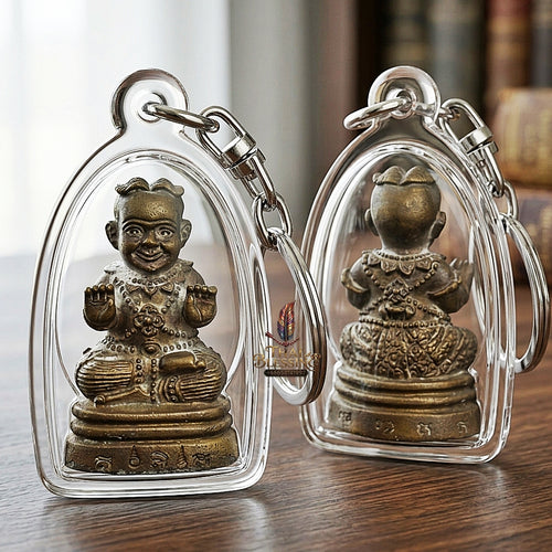 Sacred "Kuman Thong" (Sacred Alloy Edition with Special Powder Filling & Dual Takrut) by Phra-Achan Thai, Wat Santitham 2017 for Powerful Wealth Attraction, Home Security, and Loyal Spirit Guidance