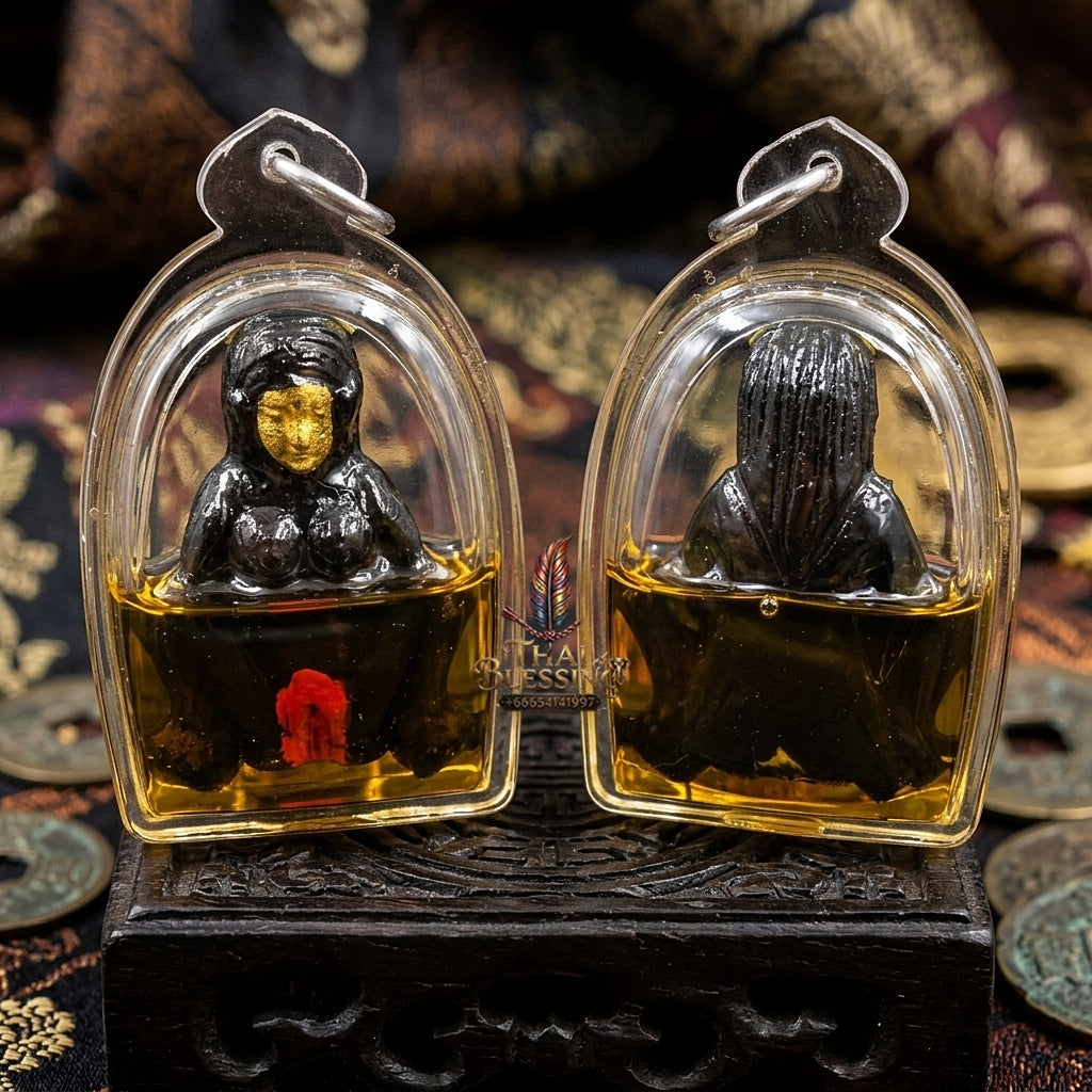 Sacred "Mae Haek Rab Sap" (Treasure-Drawing Mother Spirit Entity) Carved from Takian Wood by Rishi Somdet (Kruba Dech), for Massive Wealth Magnetism, Trade Prosperity, and Magnetic Seduction