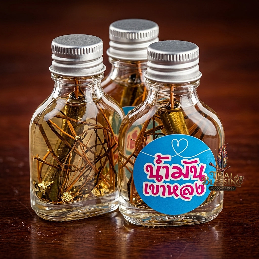 Sacred "Nam Man Khao Long" (Ensnarement Mountain Attraction Oil)  Supreme Romantic Captivation, Unstoppable Trade Prosperity, and Magnetic Influence
