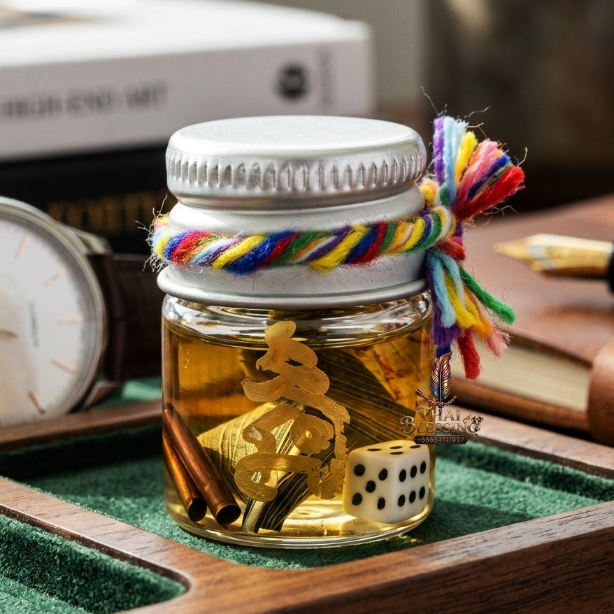 Sacred "Nam Man Maha Saneh Rak Rakha" (Root of Lust & Great Fortune Oil) for Extreme Romantic Seduction, Primal Desire, and High-Stakes Gambling Luck