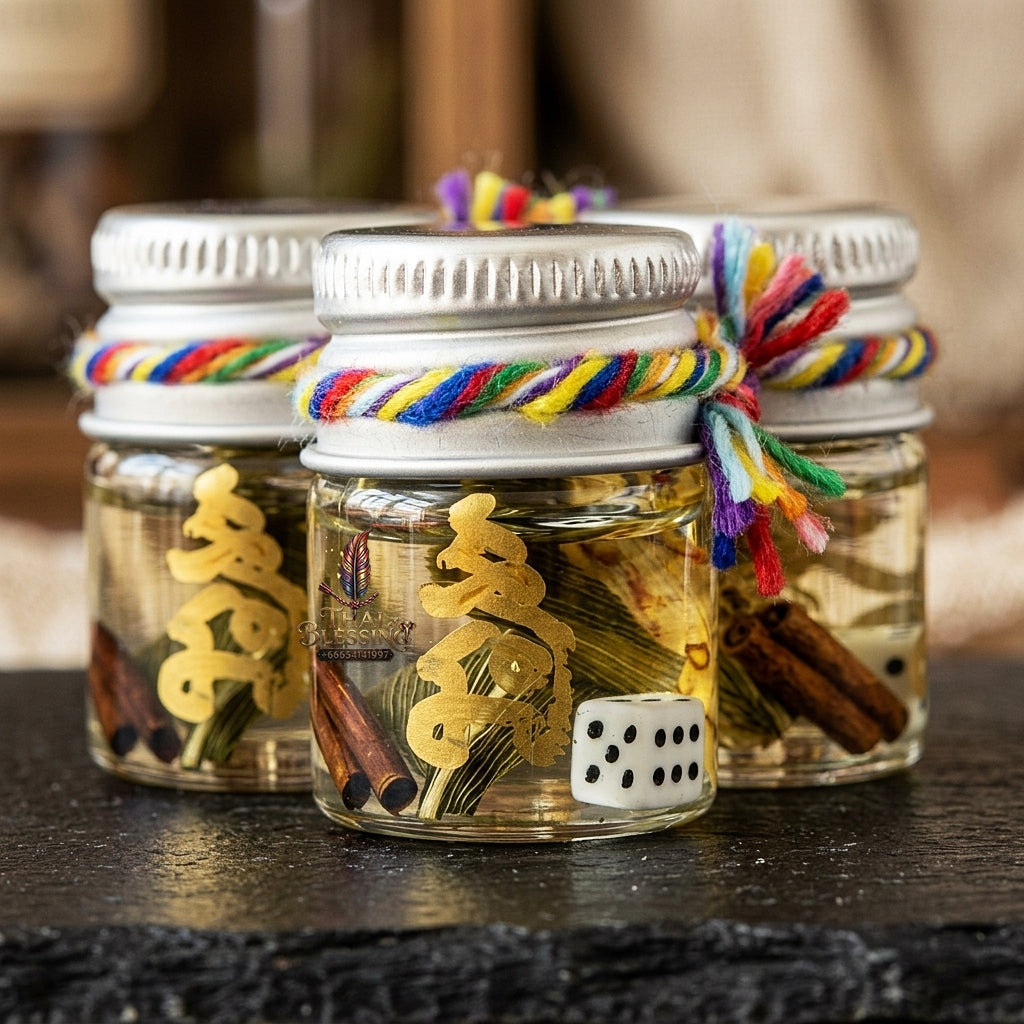 Sacred "Nam Man Maha Saneh Rak Rakha" (Root of Lust & Great Fortune Oil) for Extreme Romantic Seduction, Primal Desire, and High-Stakes Gambling Luck