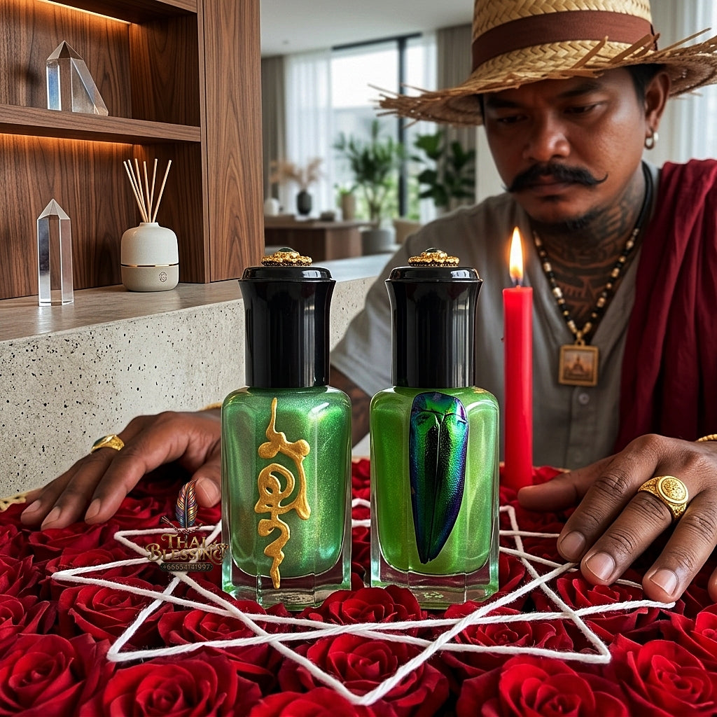 Sacred "Nam Man Malaeng Thap Maha Saneh" (Jewel Beetle Great Attraction Oil)  Supreme Seduction, Magnetic Magnetism, and Irresistible Personal Charm