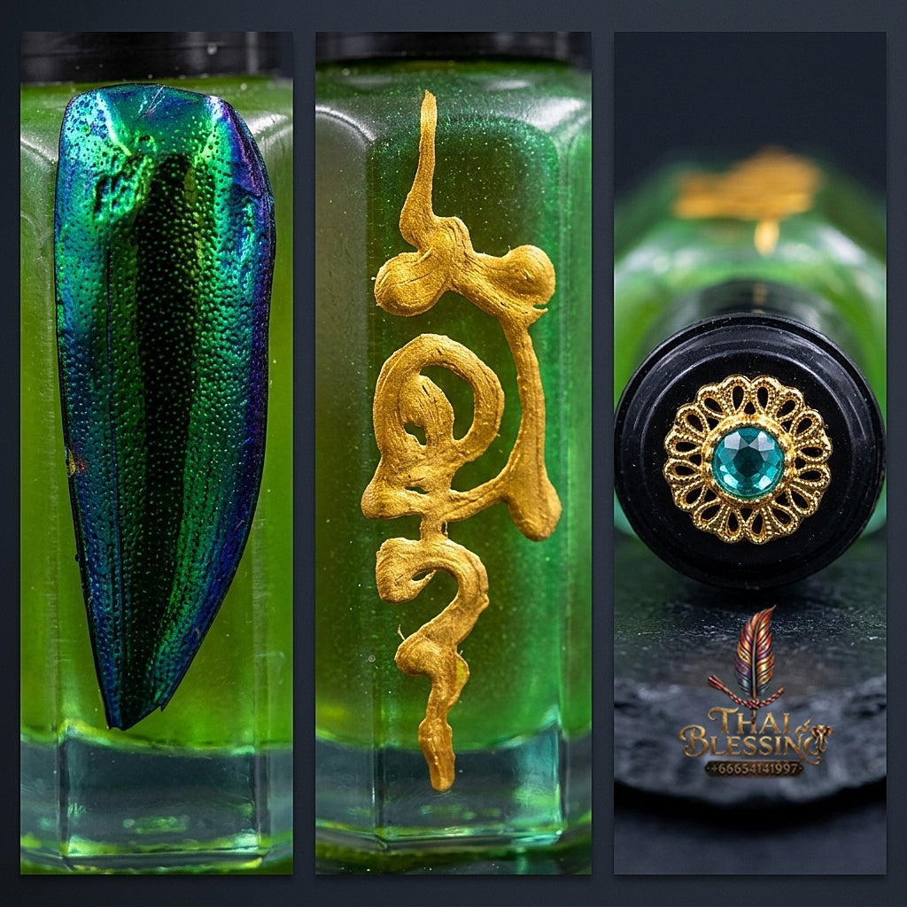 Sacred "Nam Man Malaeng Thap Maha Saneh" (Jewel Beetle Great Attraction Oil)  Supreme Seduction, Magnetic Magnetism, and Irresistible Personal Charm