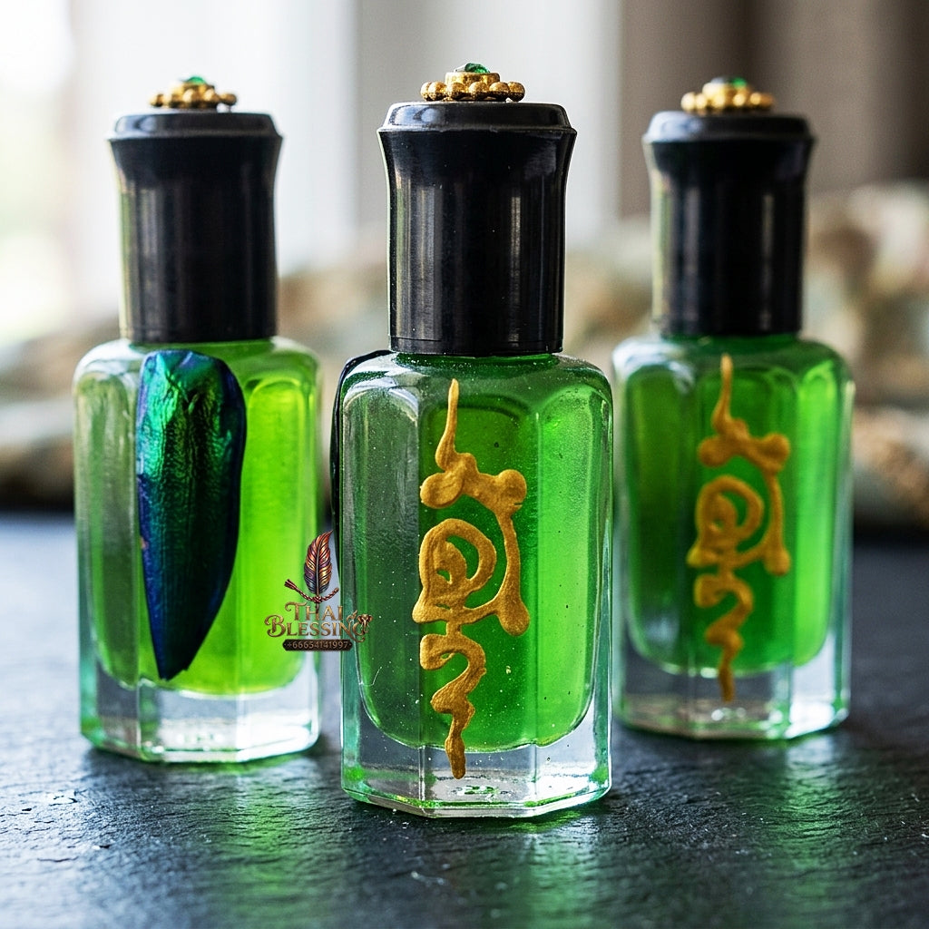 Sacred "Nam Man Malaeng Thap Maha Saneh" (Jewel Beetle Great Attraction Oil)  Supreme Seduction, Magnetic Magnetism, and Irresistible Personal Charm