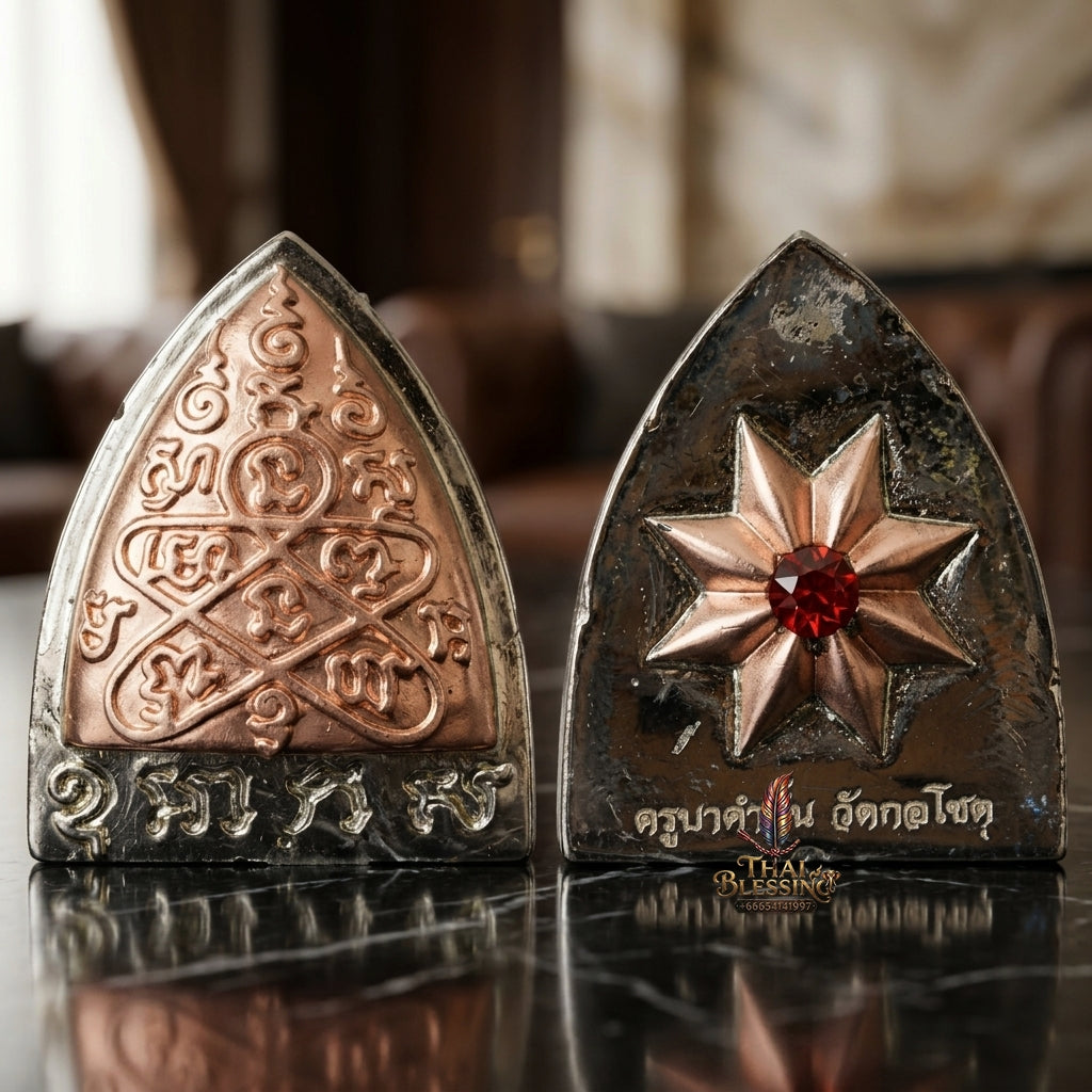 Sacred Pharn Thai Phlik Duang 2K Plated Bronze Amulet by Kruba Khamfan Wat Kor Chok 2025 for Destiny Reversal and Extreme Wealth Attraction