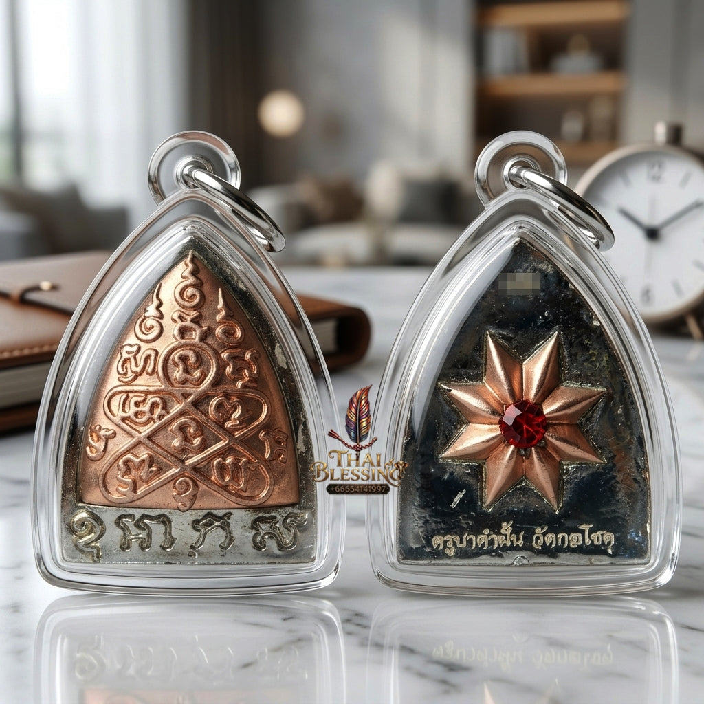 Sacred Pharn Thai Phlik Duang 2K Plated Bronze Amulet by Kruba Khamfan Wat Kor Chok 2025 for Destiny Reversal and Extreme Wealth Attraction