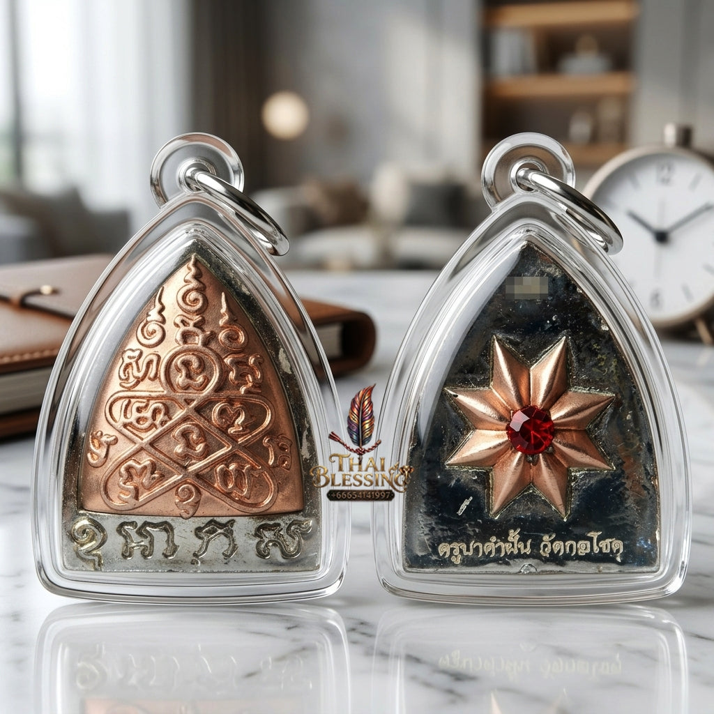 Sacred Pharn Thai Phlik Duang 2K Plated Bronze Amulet by Kruba Khamfan Wat Kor Chok 2025 for Destiny Reversal and Extreme Wealth Attraction