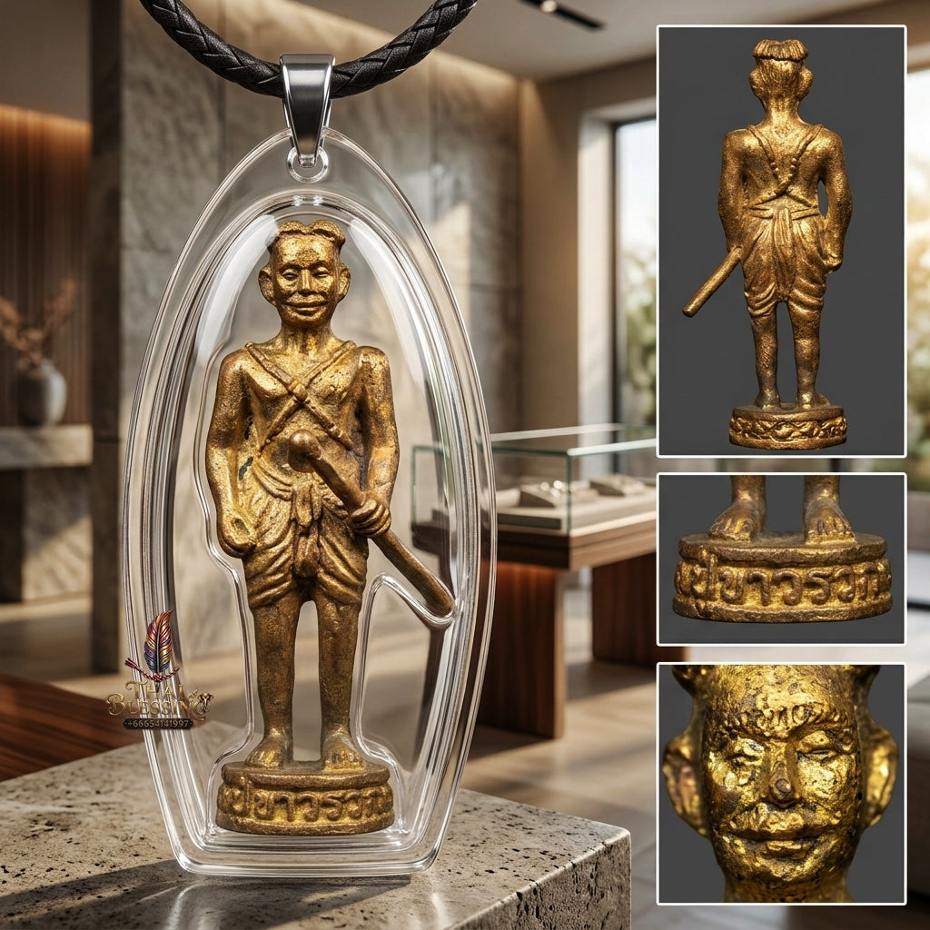Sacred Phayon Tra Akhom First Edition Ancient Bell Brass Amulet by Luang Por Chalong Wat Wang Pla Kot 2014 for Absolute Spiritual Defense and Protection