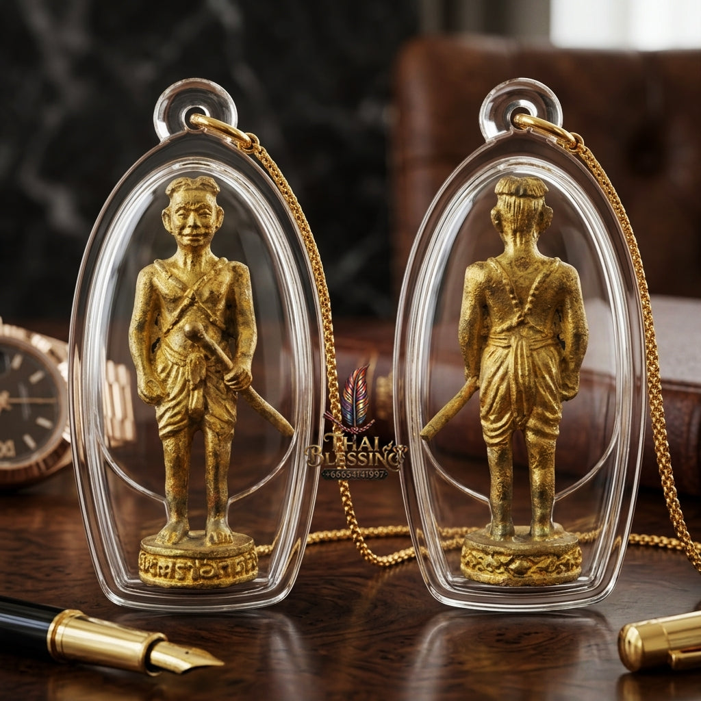 Sacred Phayon Tra Akhom First Edition Ancient Bell Brass Amulet by Luang Por Chalong Wat Wang Pla Kot 2014 for Absolute Spiritual Defense and Protection